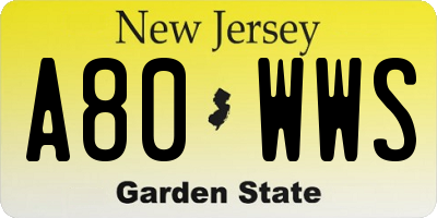 NJ license plate A80WWS