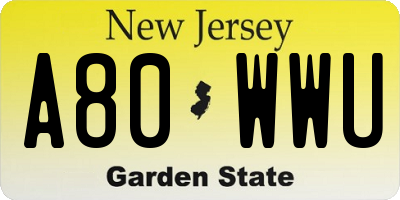 NJ license plate A80WWU