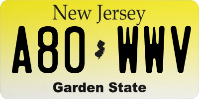 NJ license plate A80WWV