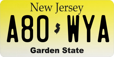 NJ license plate A80WYA