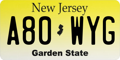 NJ license plate A80WYG