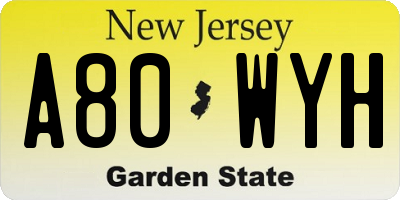 NJ license plate A80WYH