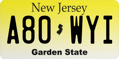 NJ license plate A80WYI