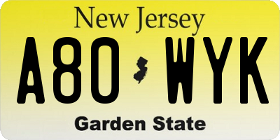 NJ license plate A80WYK