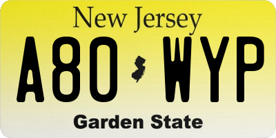 NJ license plate A80WYP