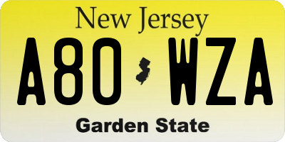 NJ license plate A80WZA