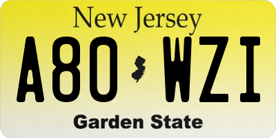 NJ license plate A80WZI
