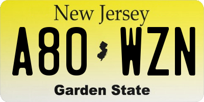 NJ license plate A80WZN