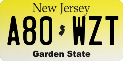 NJ license plate A80WZT