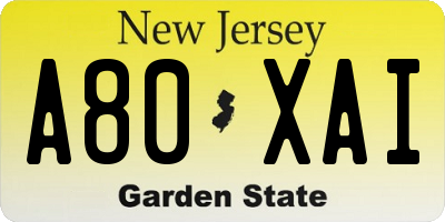 NJ license plate A80XAI