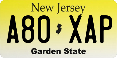 NJ license plate A80XAP
