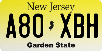 NJ license plate A80XBH