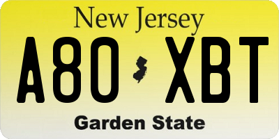 NJ license plate A80XBT