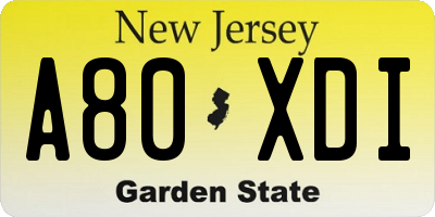 NJ license plate A80XDI