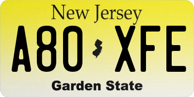 NJ license plate A80XFE