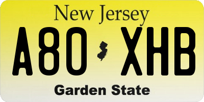 NJ license plate A80XHB