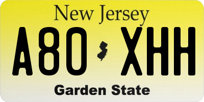NJ license plate A80XHH