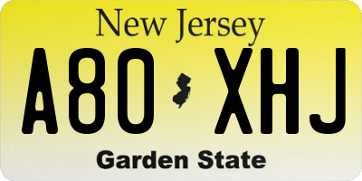 NJ license plate A80XHJ