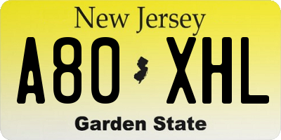 NJ license plate A80XHL
