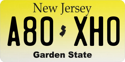 NJ license plate A80XHO