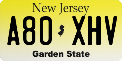 NJ license plate A80XHV