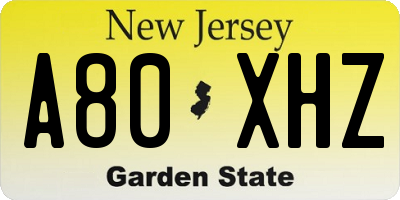 NJ license plate A80XHZ