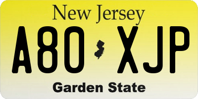 NJ license plate A80XJP