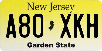 NJ license plate A80XKH
