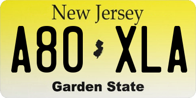 NJ license plate A80XLA