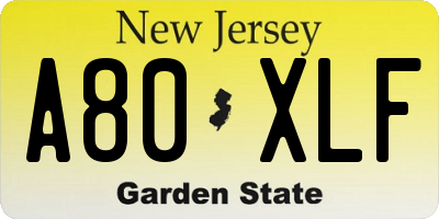 NJ license plate A80XLF