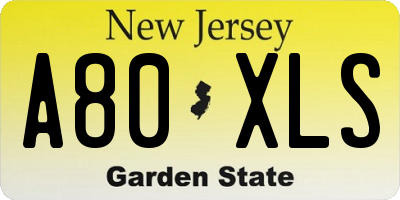 NJ license plate A80XLS