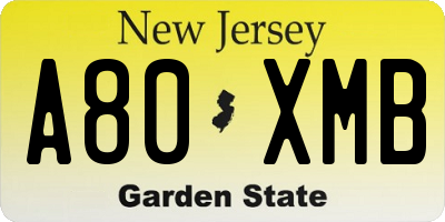 NJ license plate A80XMB