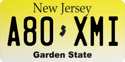 NJ license plate A80XMI