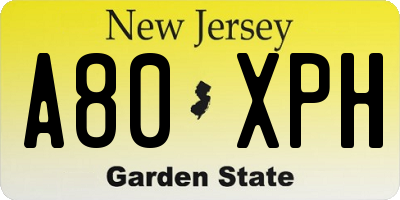 NJ license plate A80XPH