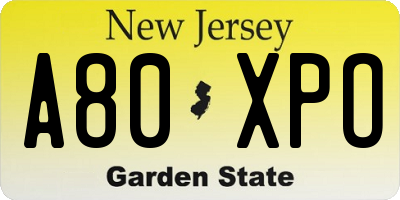NJ license plate A80XPO