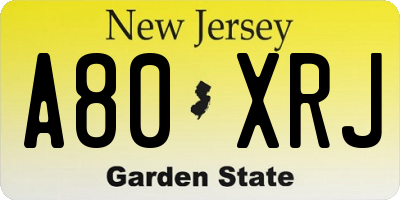NJ license plate A80XRJ