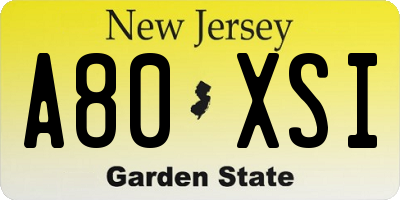 NJ license plate A80XSI