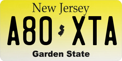 NJ license plate A80XTA