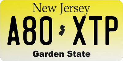 NJ license plate A80XTP