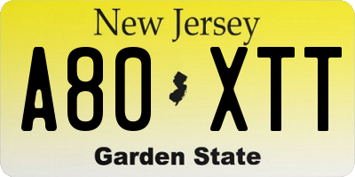 NJ license plate A80XTT