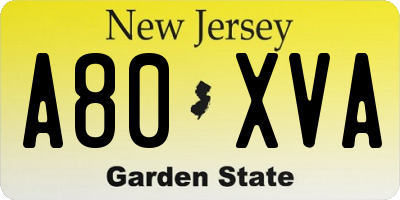 NJ license plate A80XVA