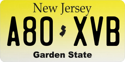 NJ license plate A80XVB