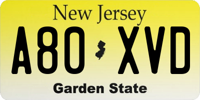 NJ license plate A80XVD