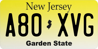 NJ license plate A80XVG