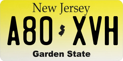 NJ license plate A80XVH