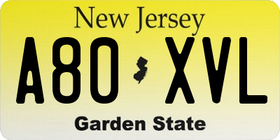 NJ license plate A80XVL