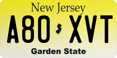 NJ license plate A80XVT
