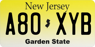 NJ license plate A80XYB