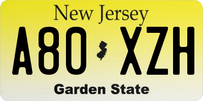 NJ license plate A80XZH