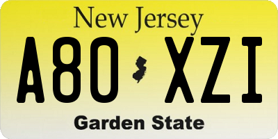 NJ license plate A80XZI